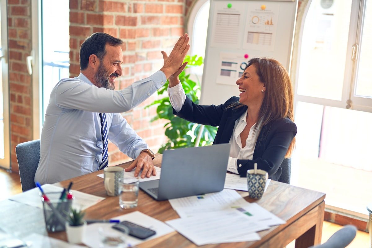 Celebrating a settled loan with clients